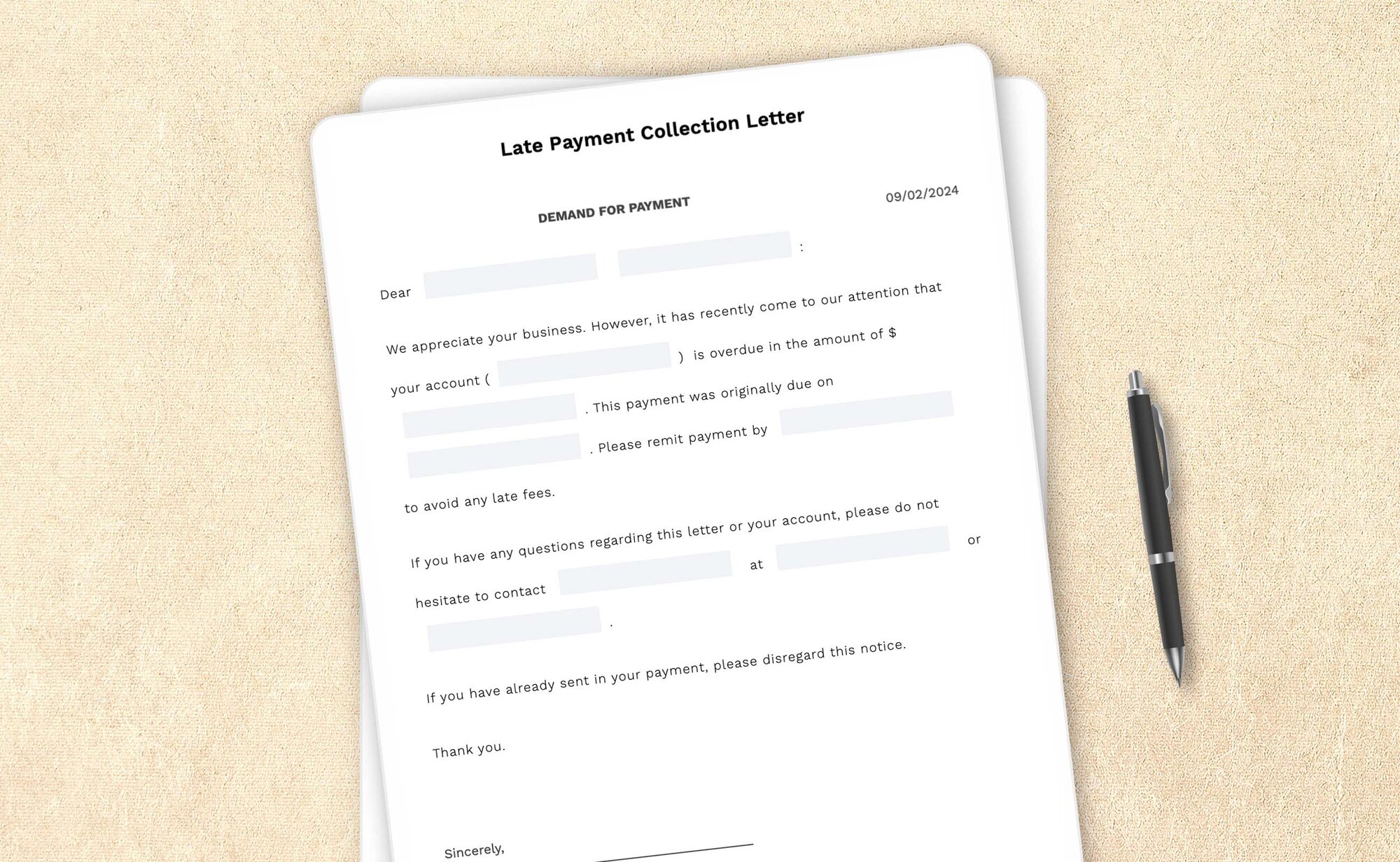 Late payment collection letter template by LegalZoom. Create and download letters easily!