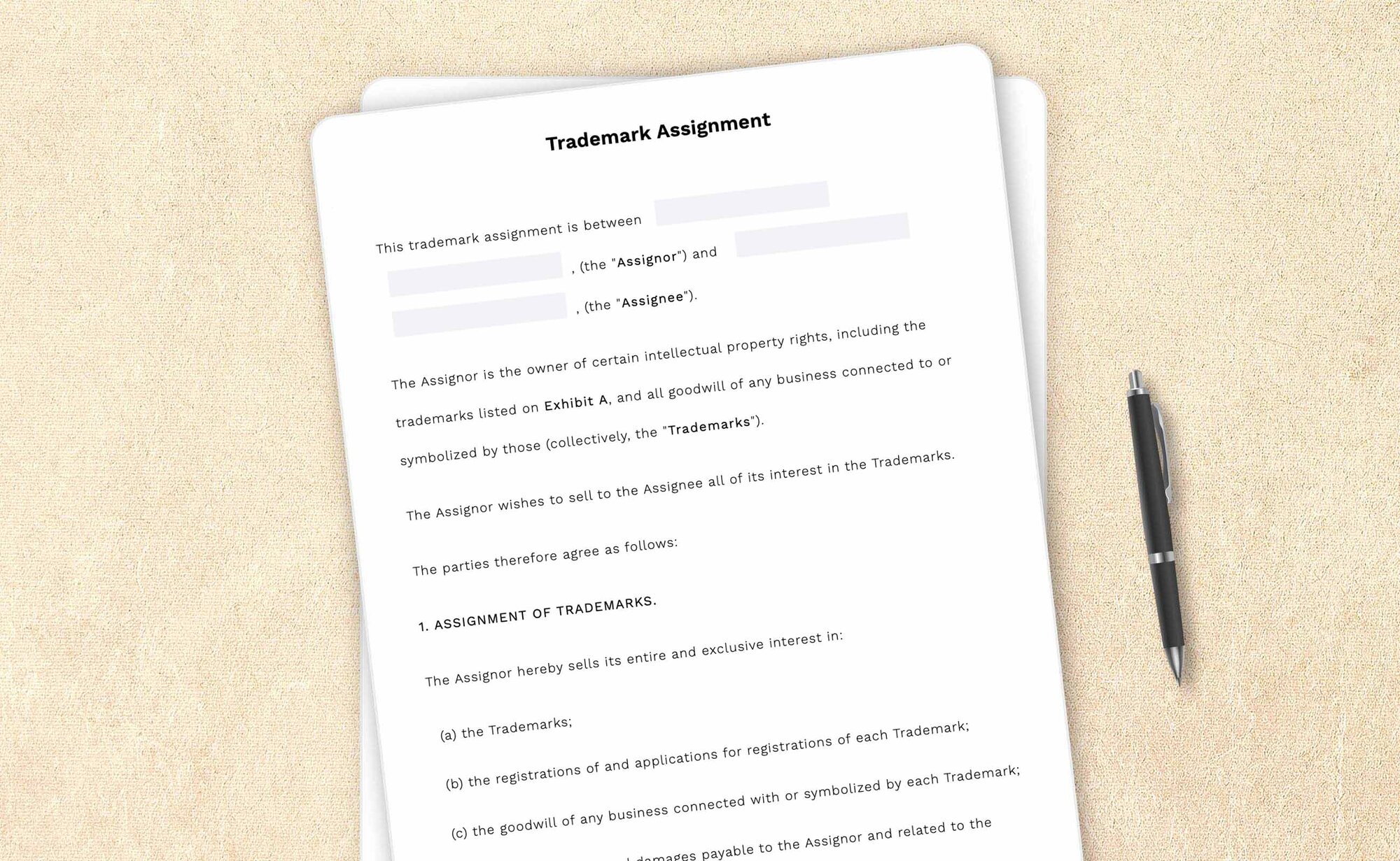 Free trademark assignment template by LegalZoom. Create and download agreements for free!