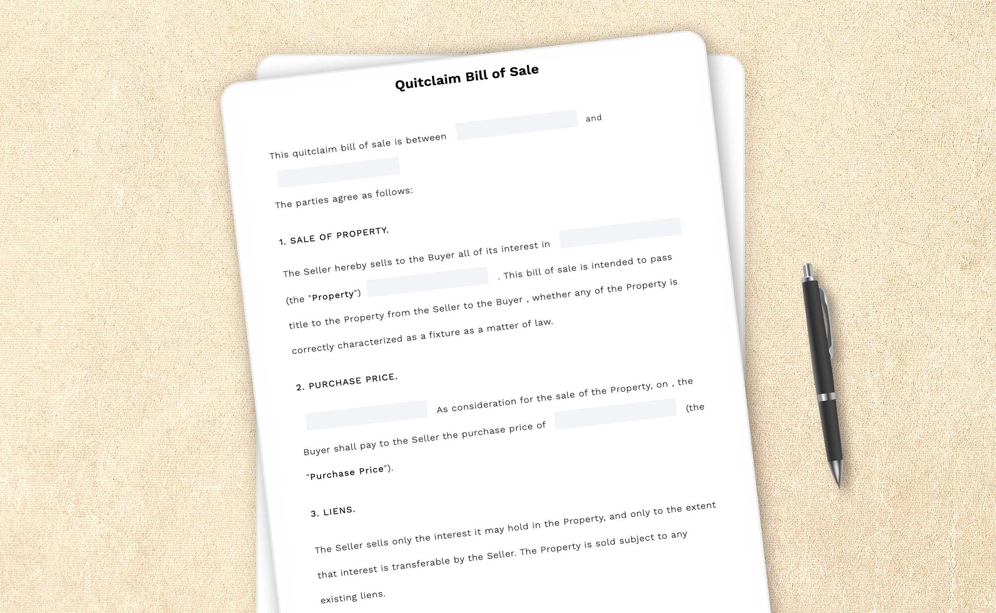 Free quitclaim bill of sale template by LegalZoom. Create and download bills of sale for free!