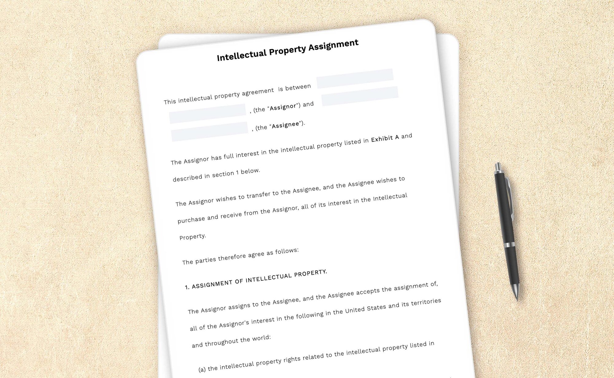Professional intellectual property assignment agreement template by LegalZoom. Easily draft, edit, and download your agreements!