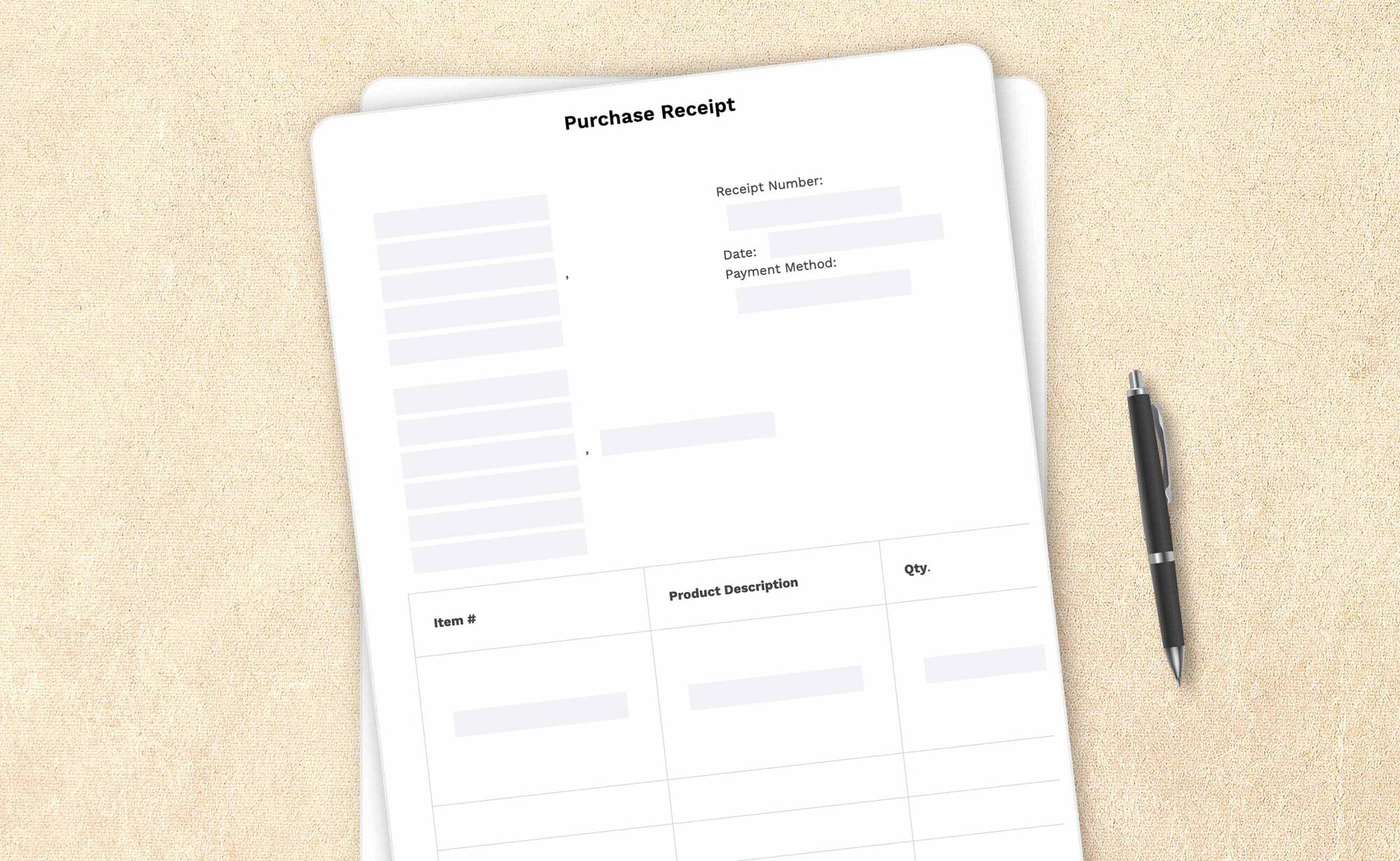 Purchase receipt template by LegalZoom. Create and download receipts easily!