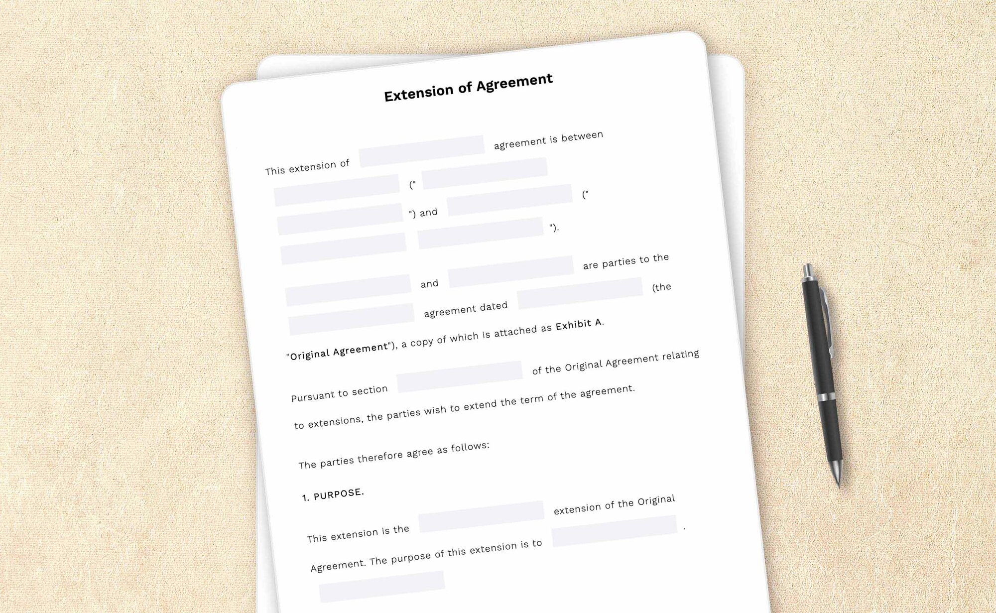 Professional extension of agreement template by LegalZoom. Easily draft, edit, and download your agreements!