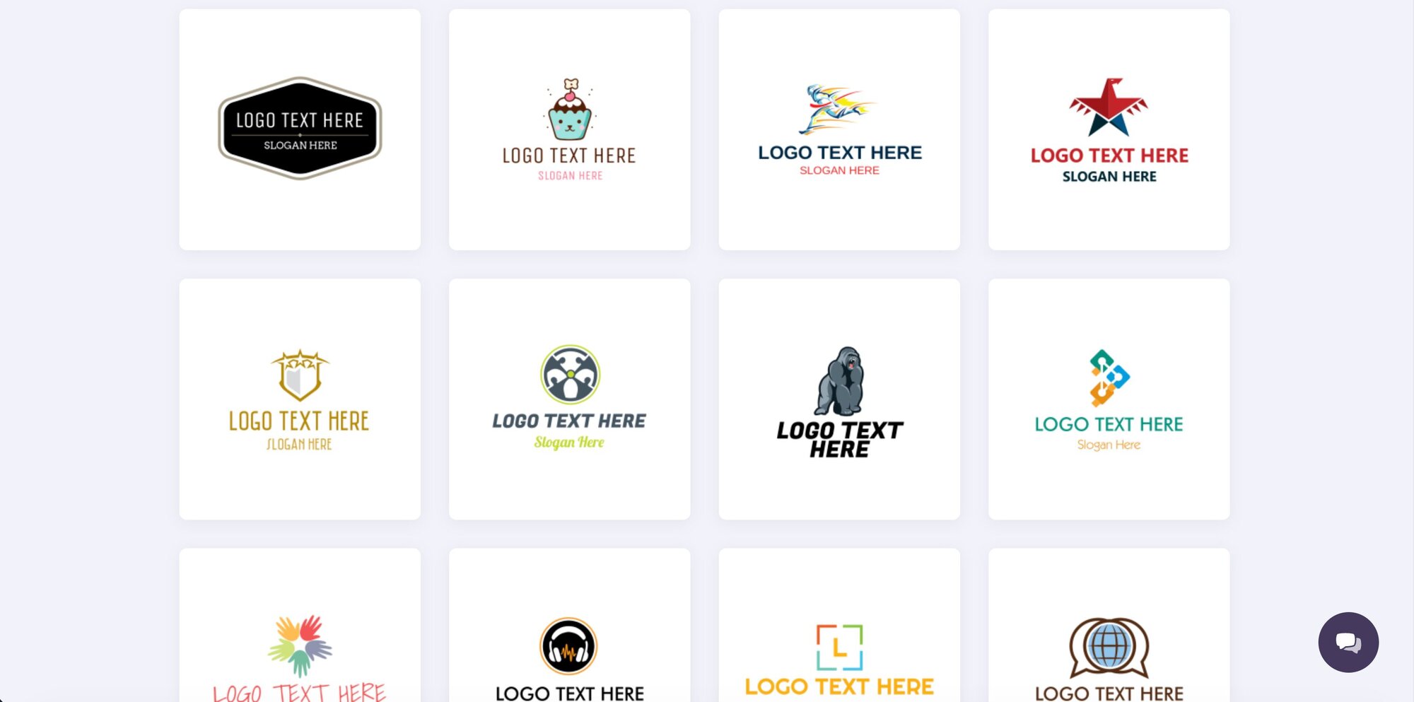 A screenshot of logo templates on logomaker.com.