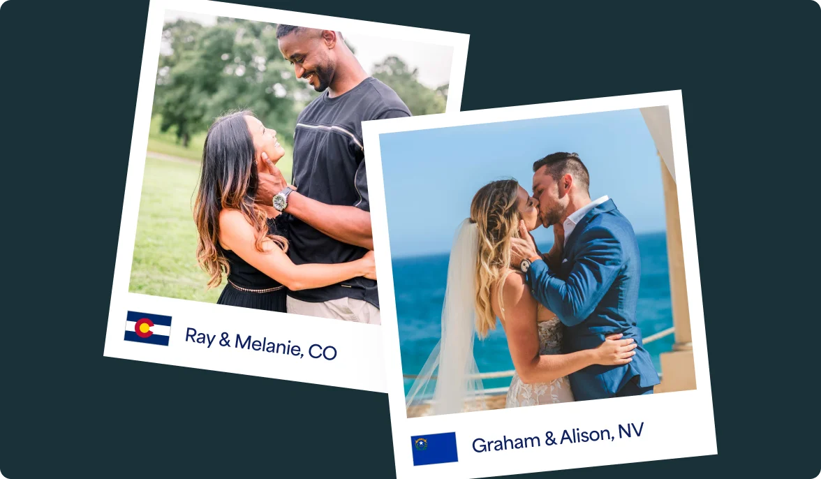 Polaroid images of happy couples in every state in the US. 