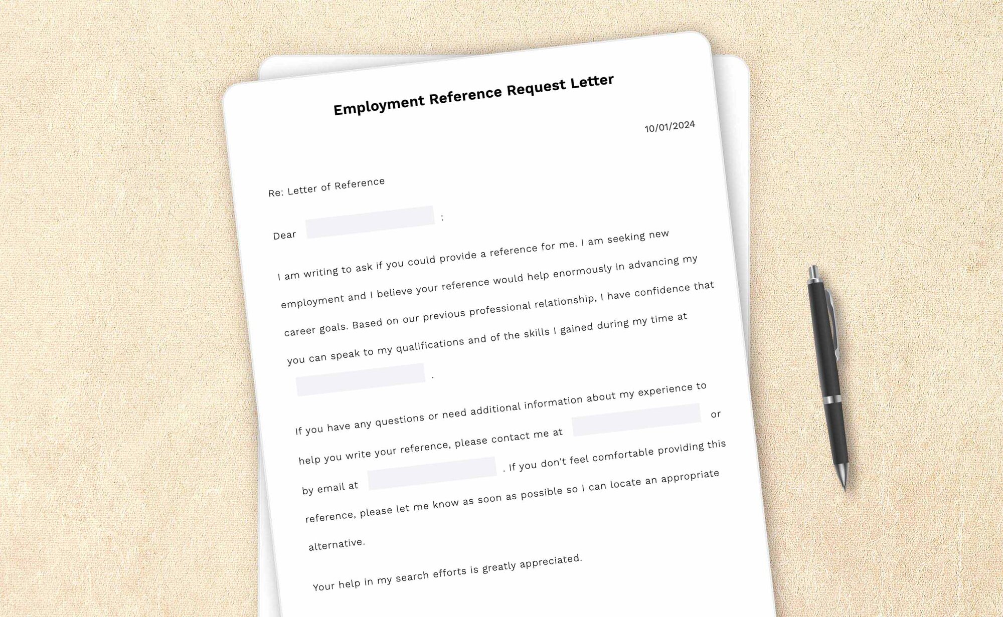 Free employment reference request letter template by LegalZoom. Create and download letters for free!