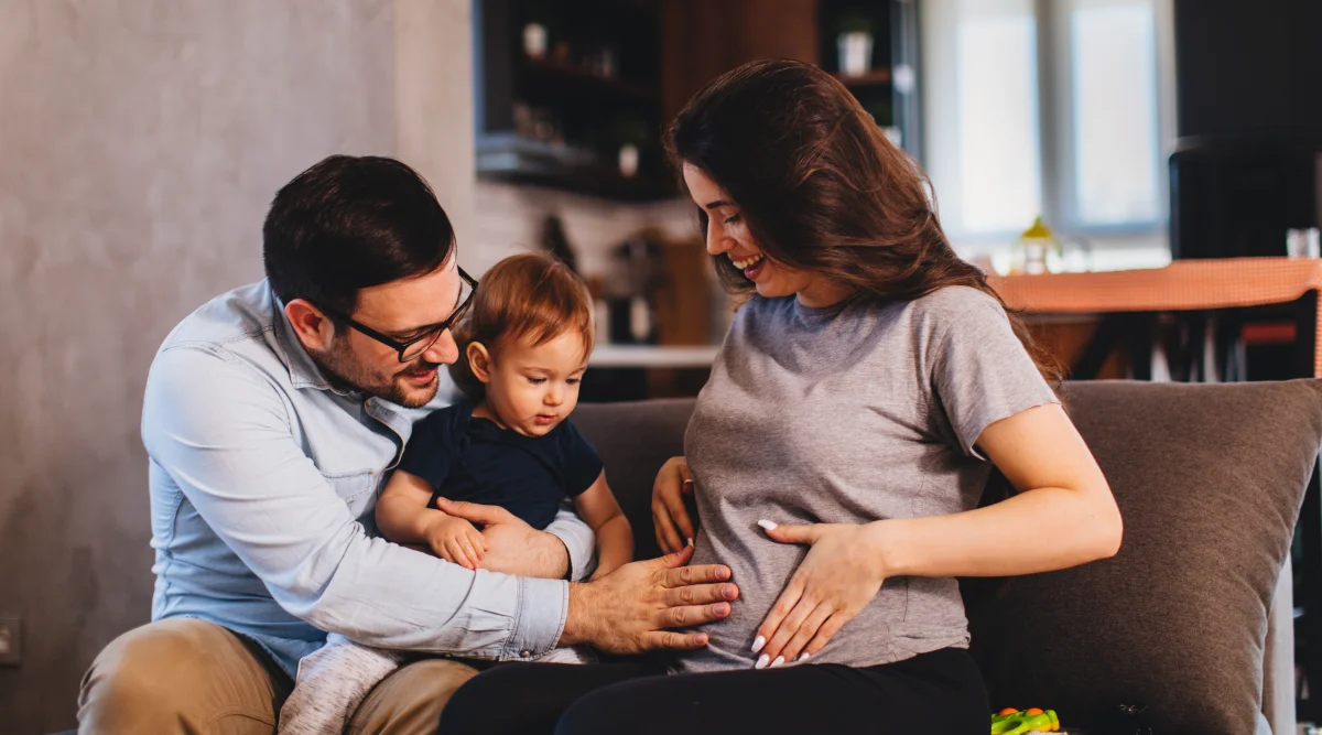 A family is excited about their new baby