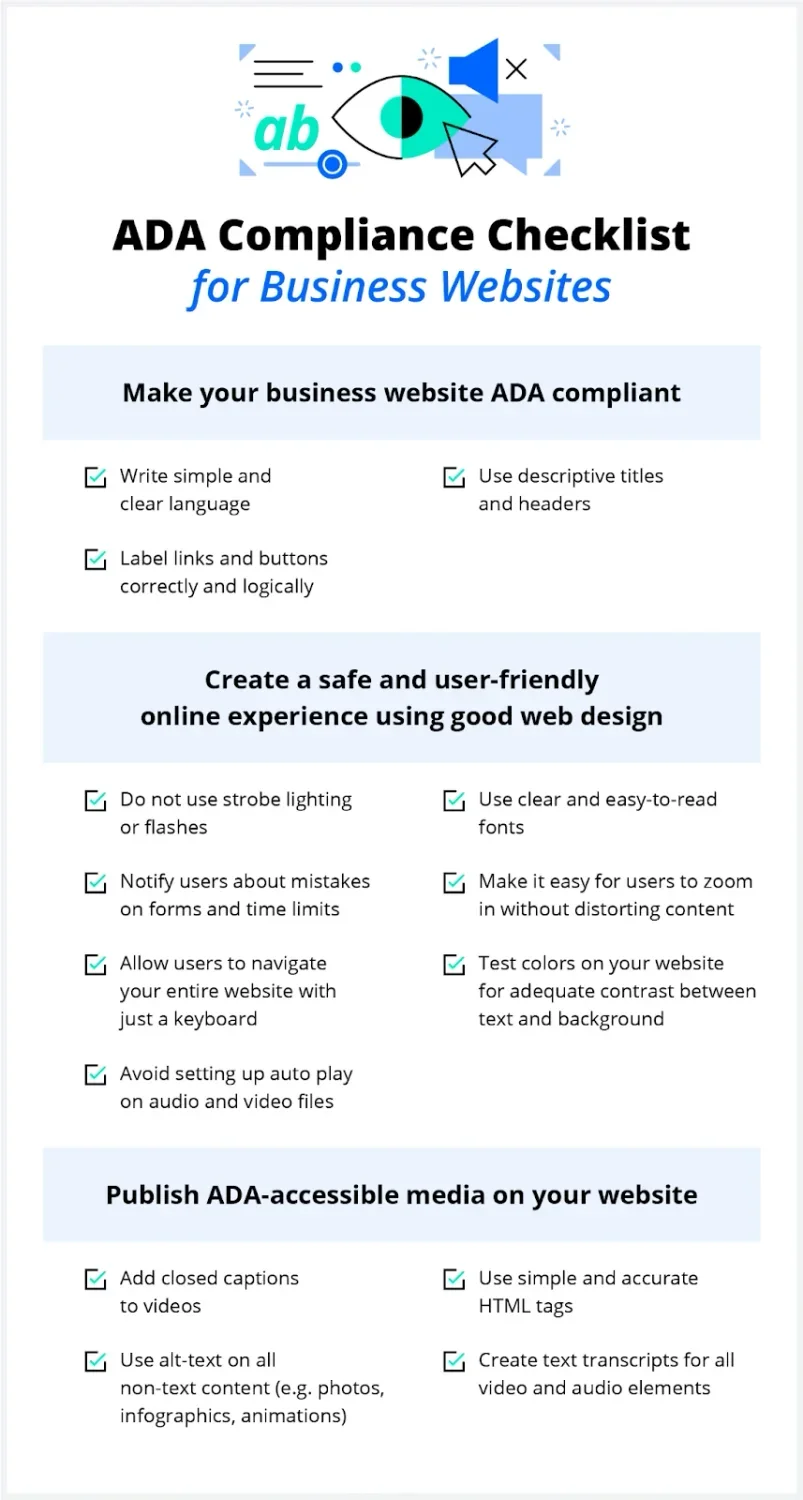 ADA compliance checklist for business websites