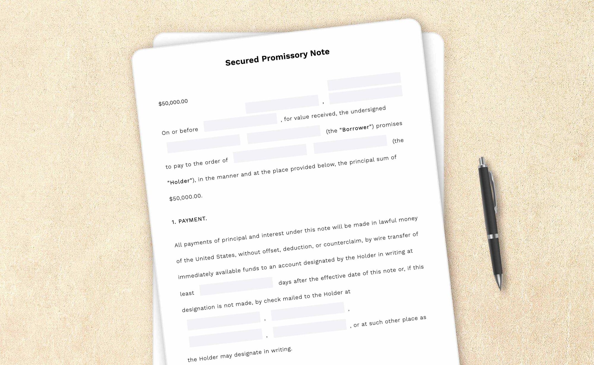 Free secured promissory note (lump-sum payment) template by LegalZoom. Create and download promissory notes for free!