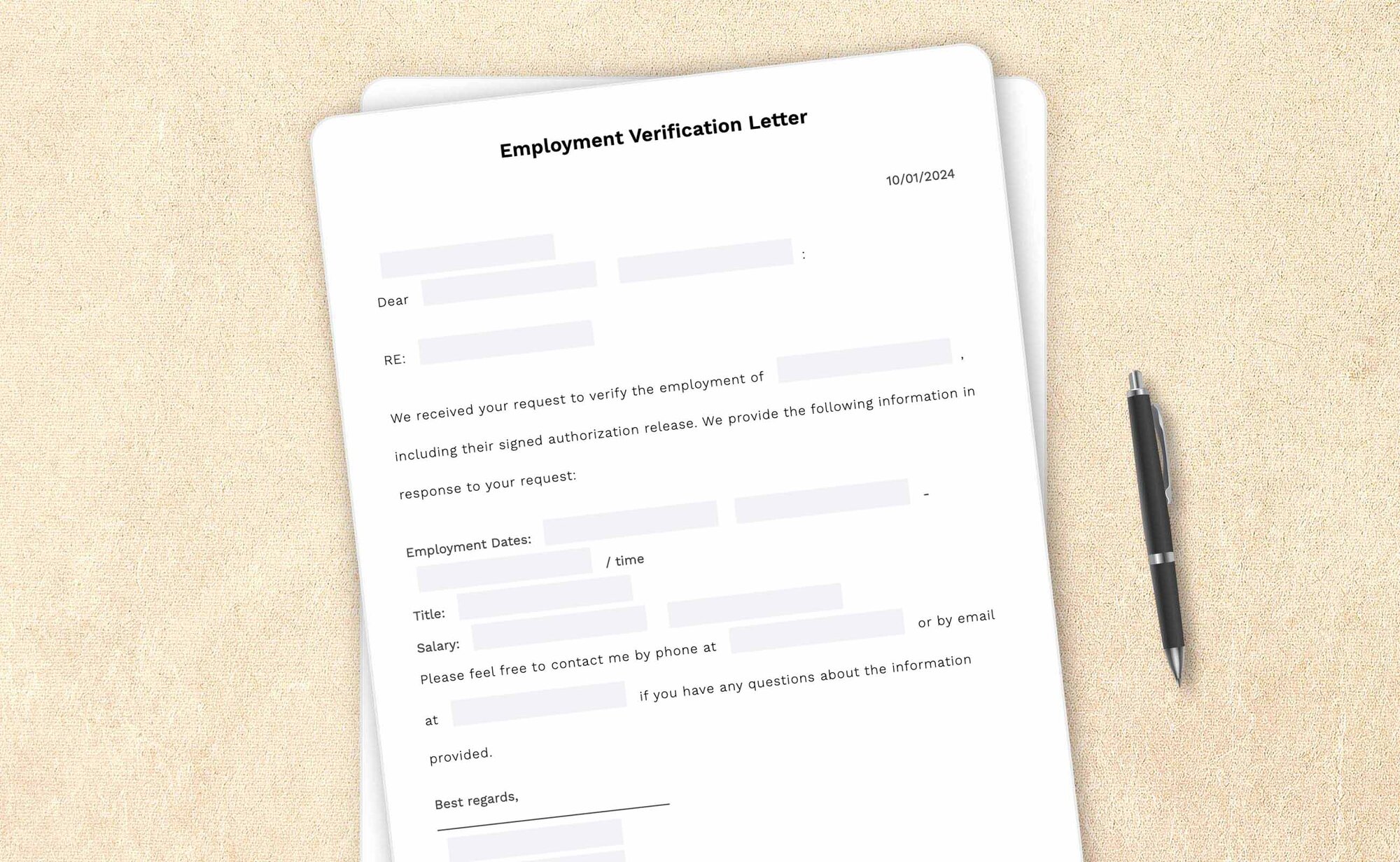 Free employment verification letter template by LegalZoom. Create and download letters for free!