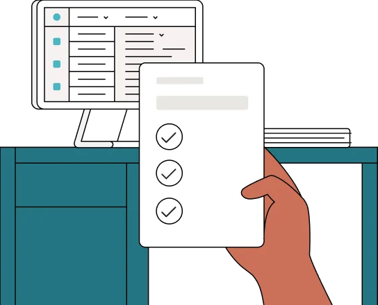 woman relaxes at her desk and stares at her laptop