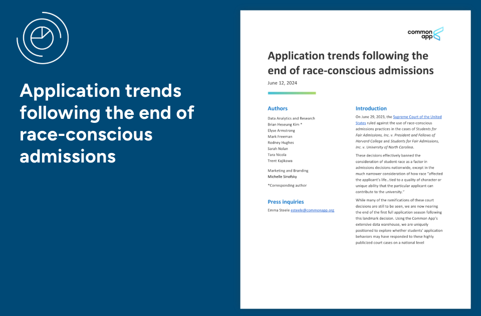 Cover page, application trends at the end of race-conscious admissions.