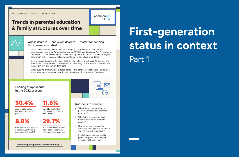 Cover page, first-generation status, part 1.