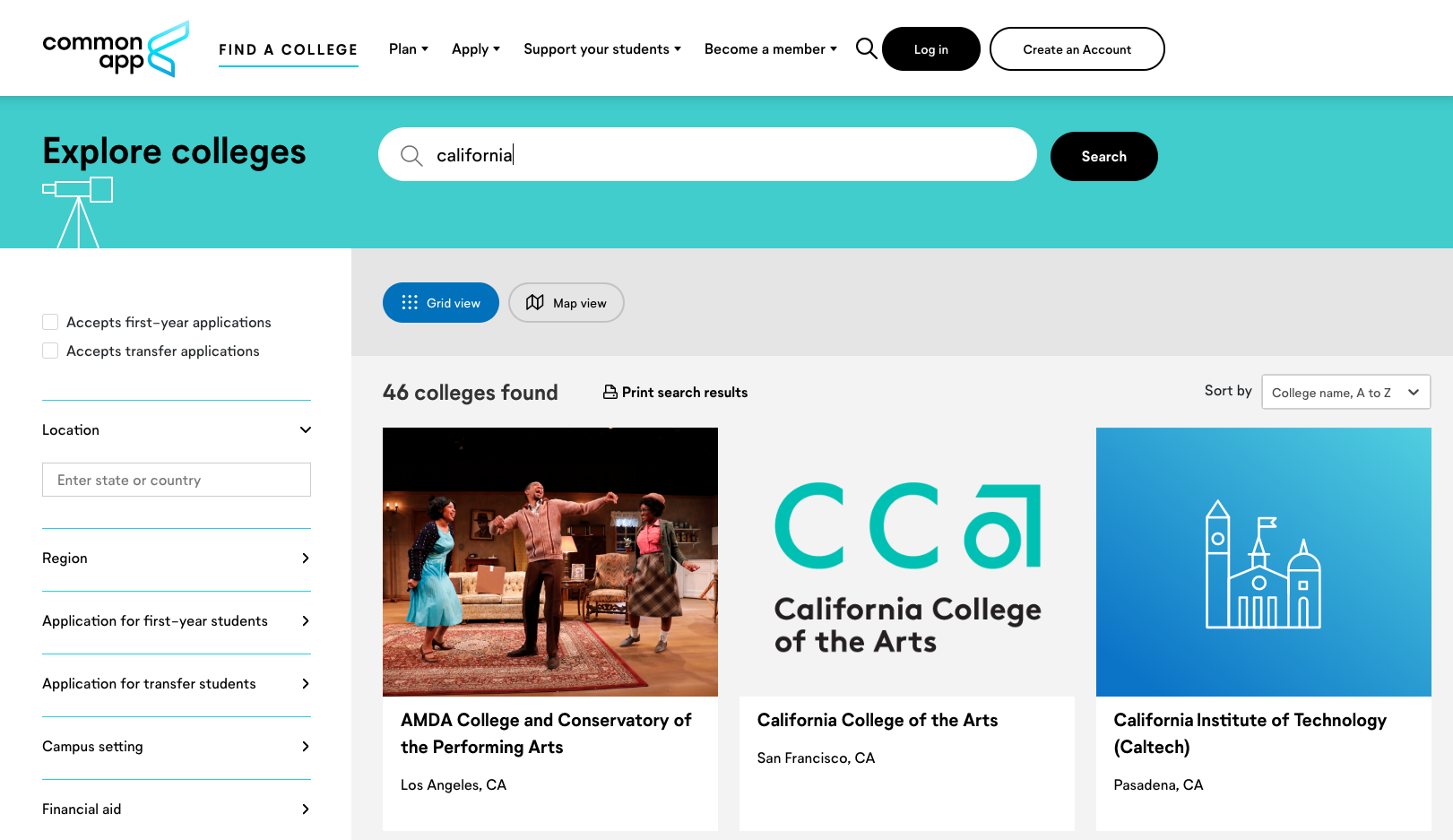 Navigating Common App's Explore Colleges profiles