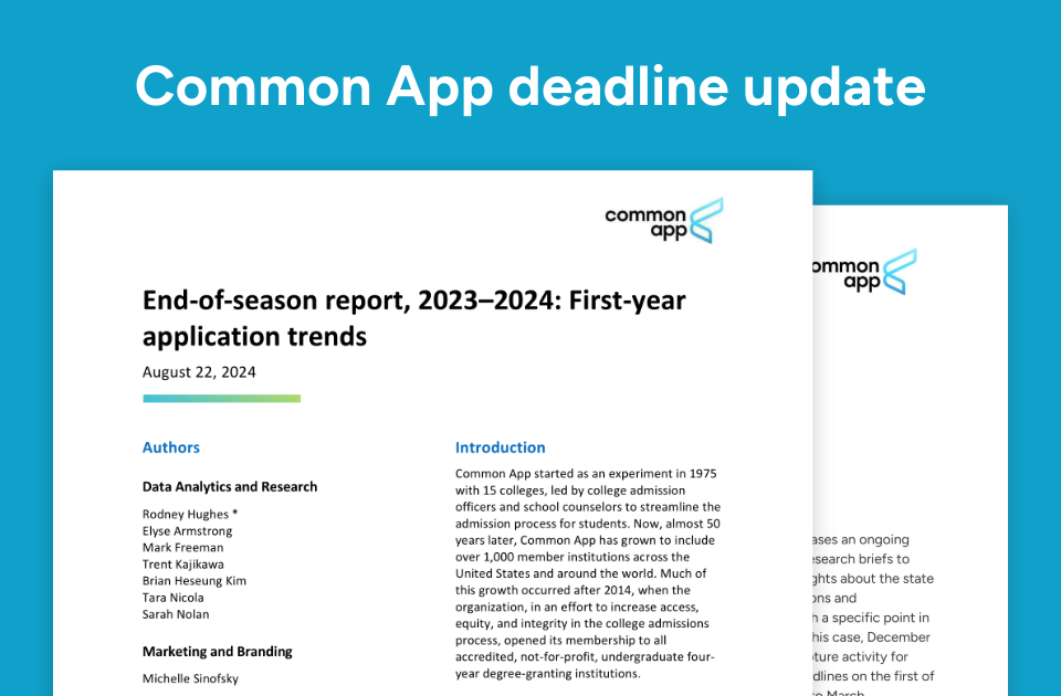 Cover page, first-year application trend end of season report.