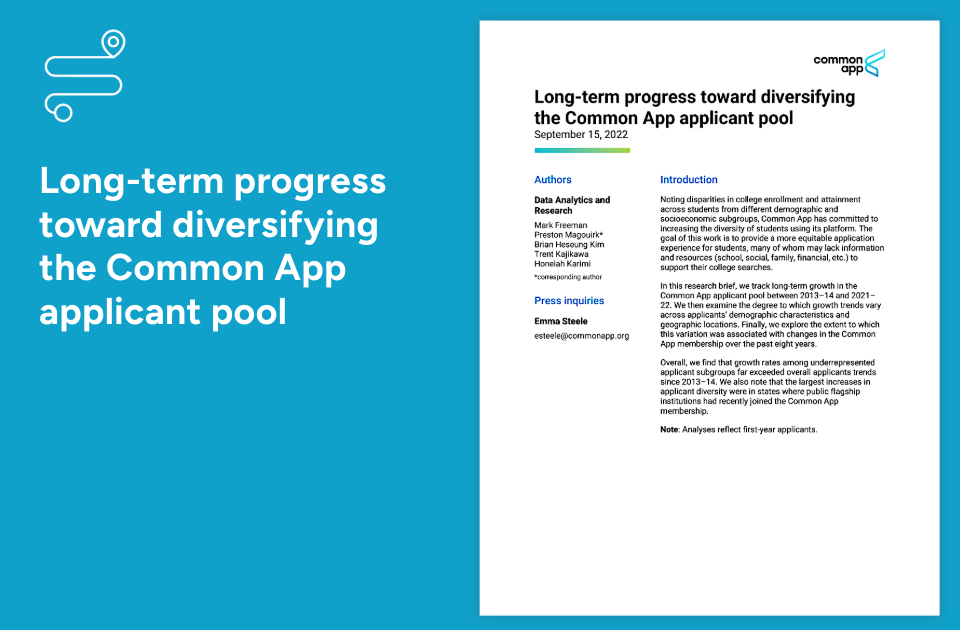 Cover page, brief on progress to diversifying the applicant pool. 