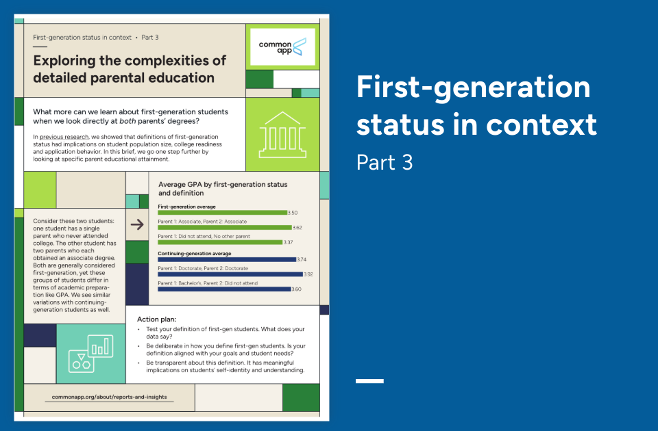 Cover page, first-generation status, part 3.