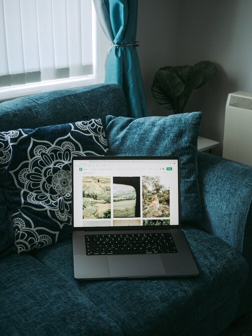 laptop on a sofa