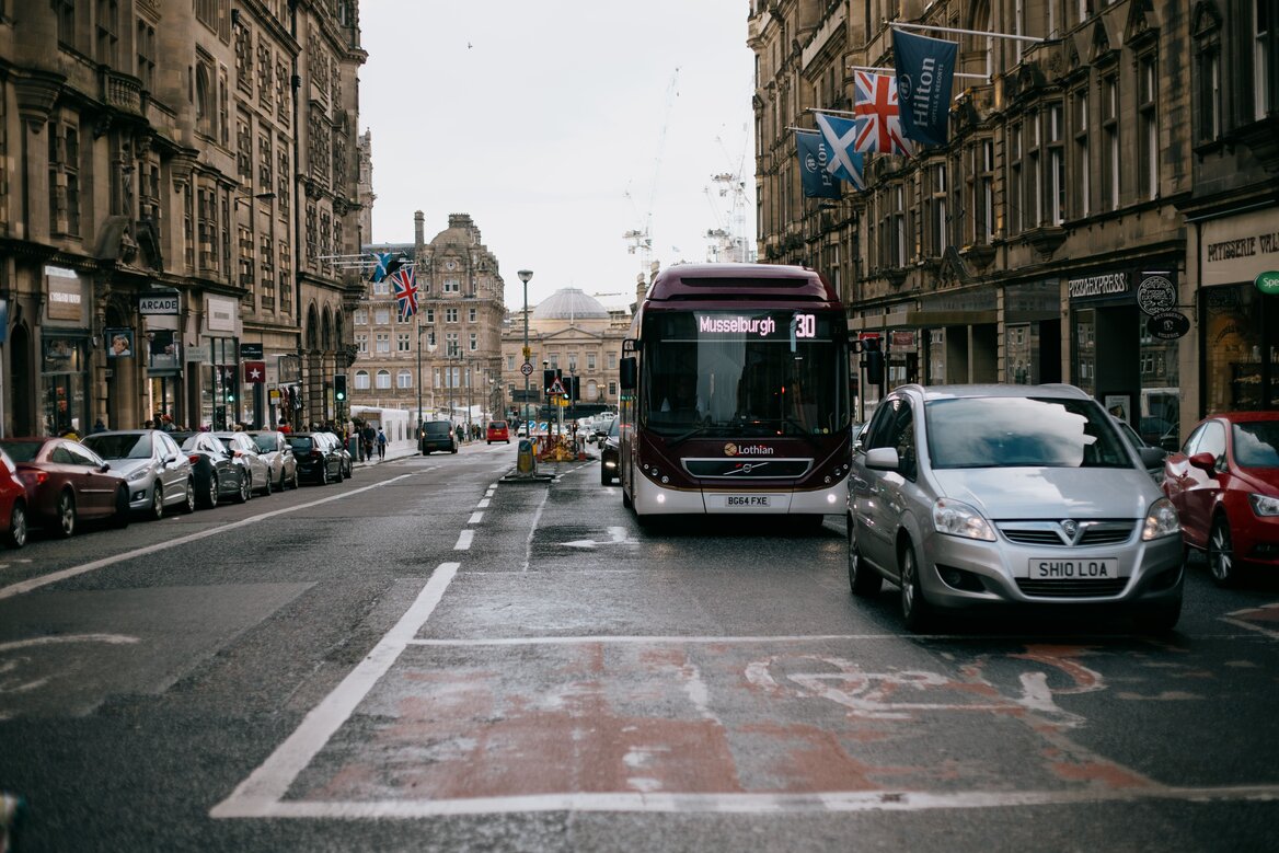Public transport vehicles in the UK Streets
