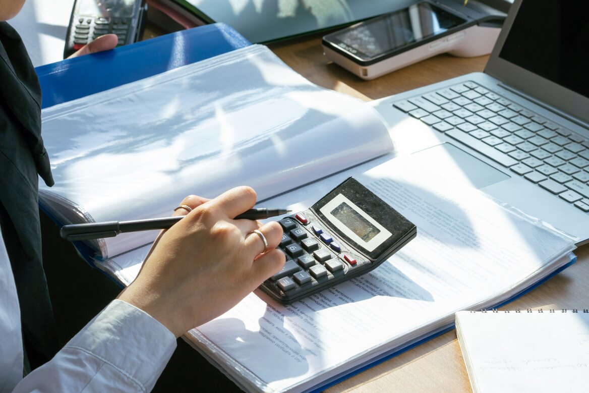 A woman self-assessing her tax ahead of time 