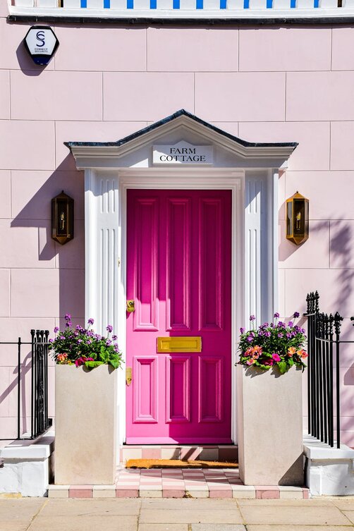 pink front door