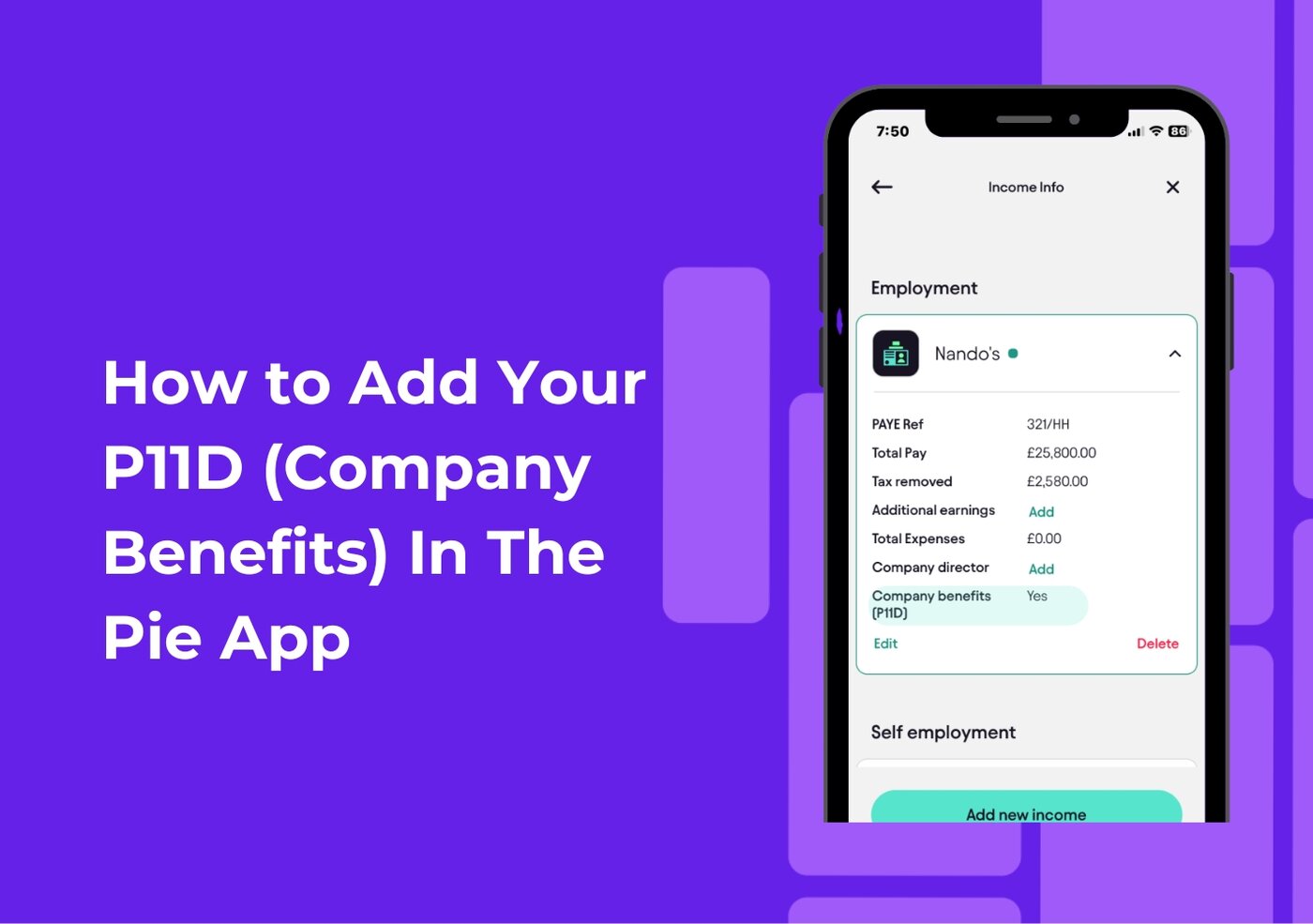 How to Add Your P11D (Company Benefits) In The Pie App