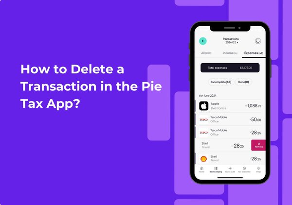 Learn how to delete income or expense entries in the Pie Tax App with this quick, easy guide to keeping your records tidy and accurate.