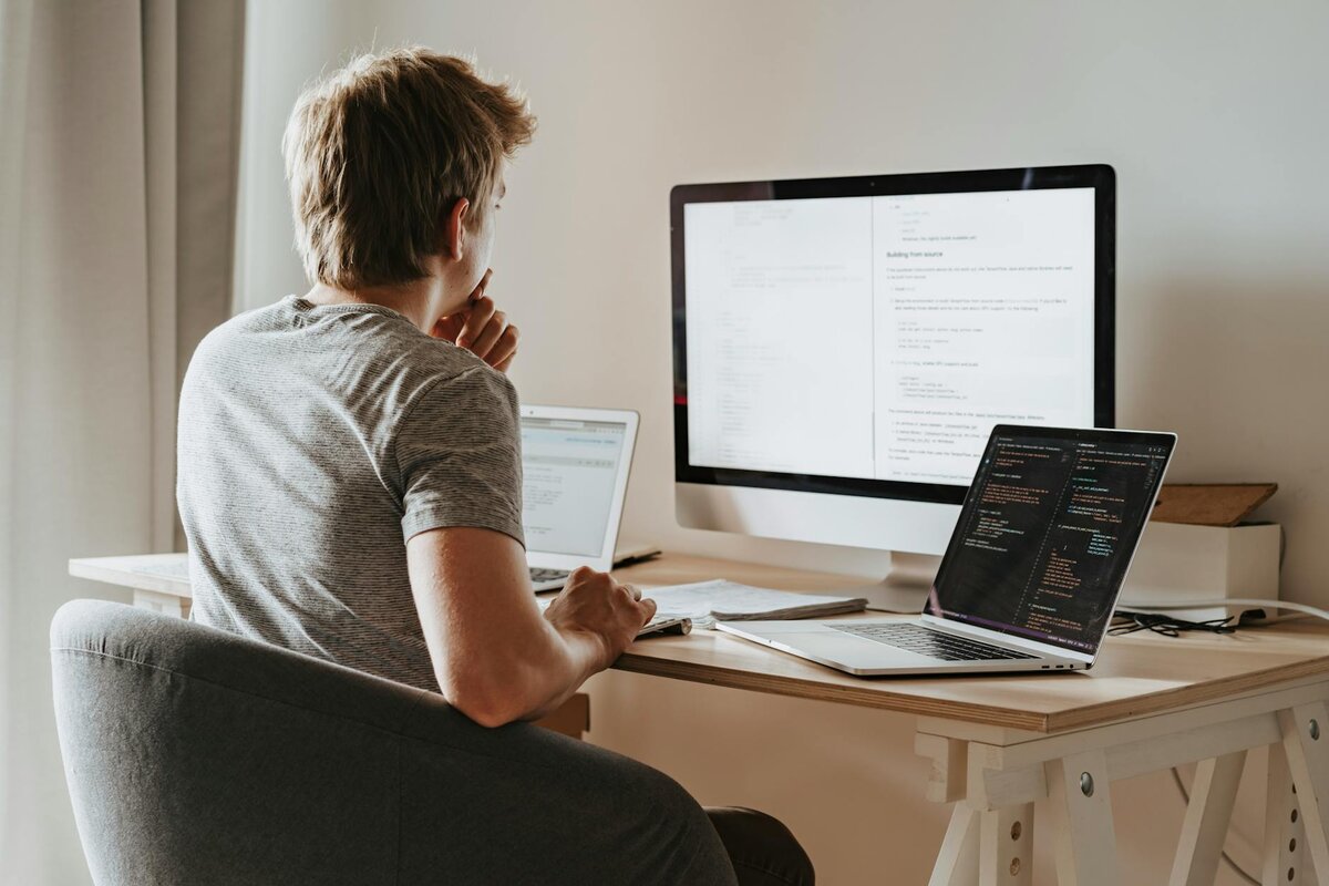 man on his computer