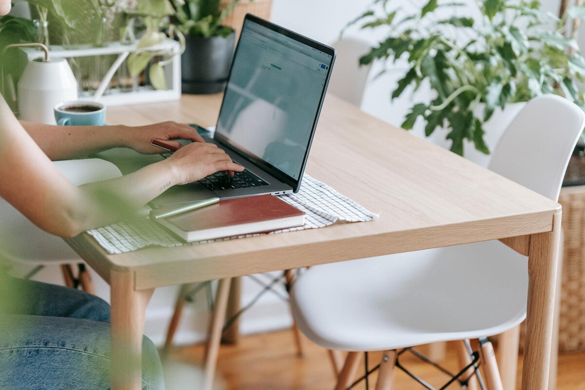 desk with laptop
