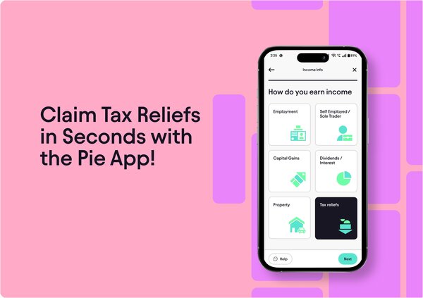 Claim tax reliefs for pensions, charity, and more right in the Pie App. No paperwork needed. Launching soon, stay tuned.