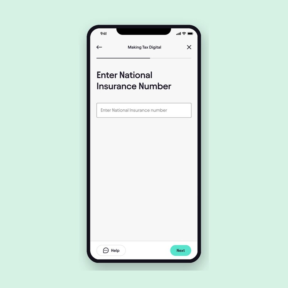HMRC screen asking users to enter their National Insurance number to connect Making Tax Digital