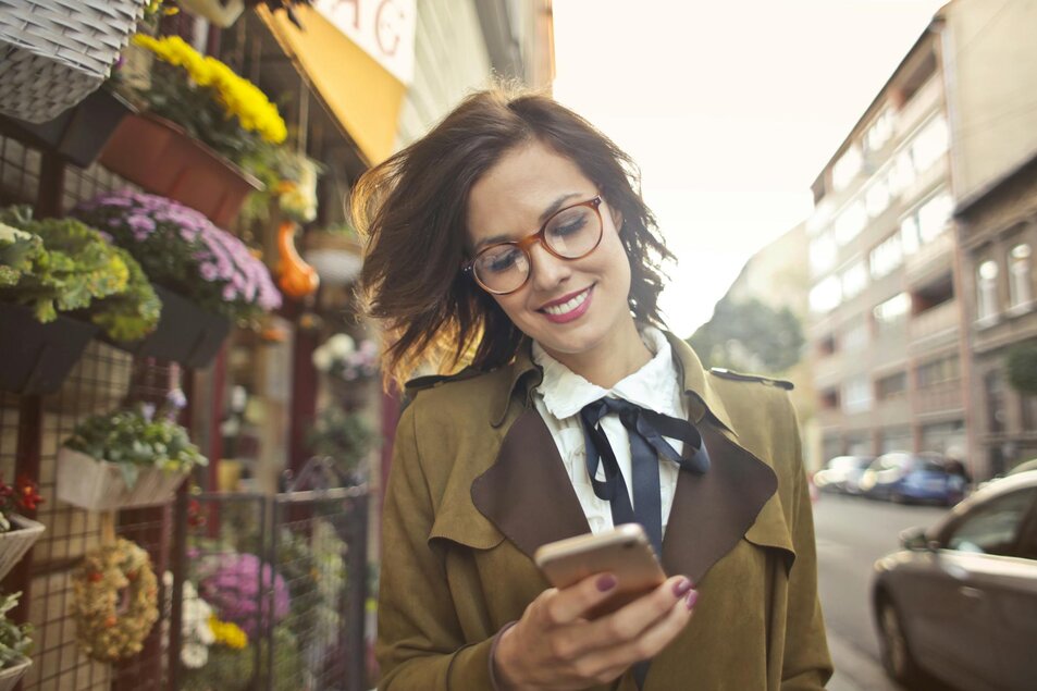 lady looking at phone