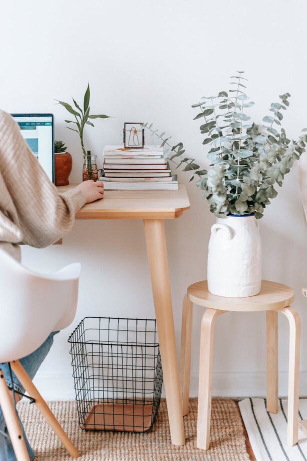 Lady sitting at desk on laptop