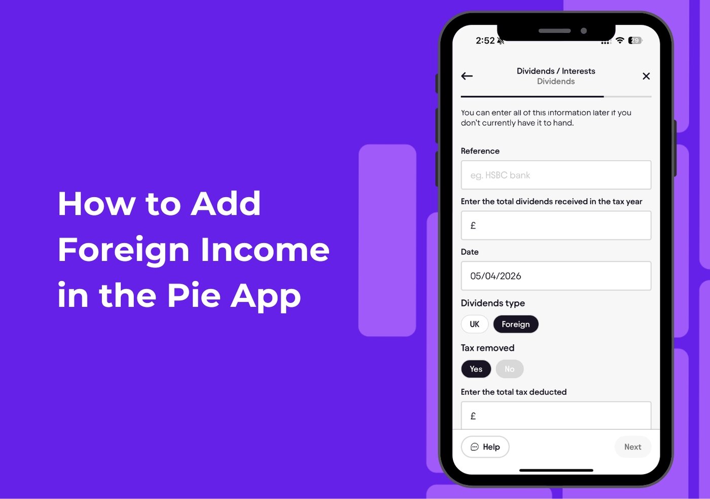 How to Add Foreign Income in the Pie App