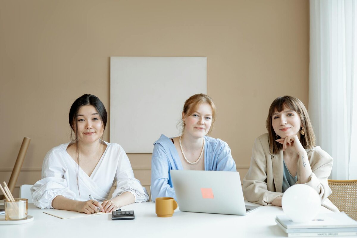 Happy lady with laptop