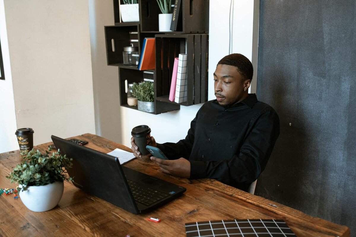 man on his work desk 
