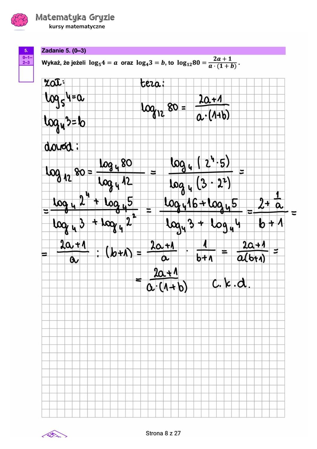 zadanie 5 matura rozszerzona CKE matematyka