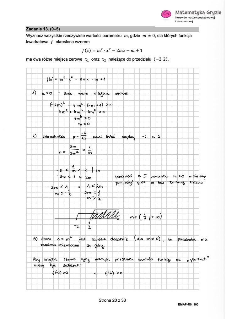 Rozwiązania do arkusza maturalnego z matematyki rozszerzonej Maj 2026 - schemat rozwiązania zadania otwartego.