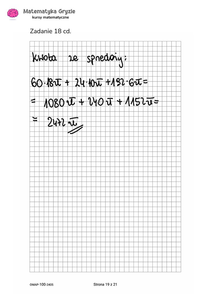 zadanie 18 egzamin ósmoklasisty CKE matematyka