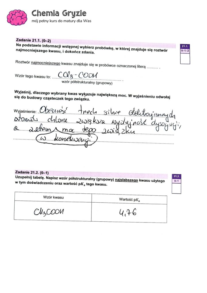 zadanie 21 matura CKE chemia