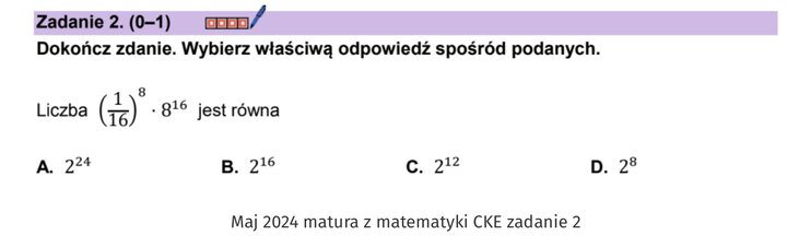 Potęgi i pierwiastki zadania maturalne
