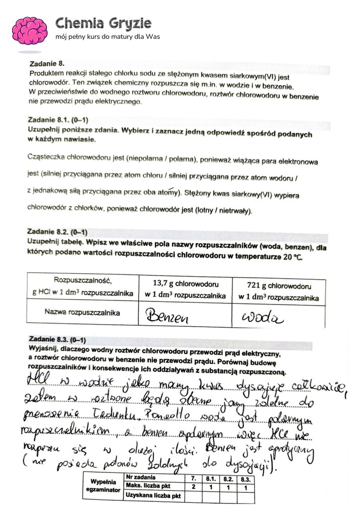 zadanie 8 matura CKE chemia formuła 2015