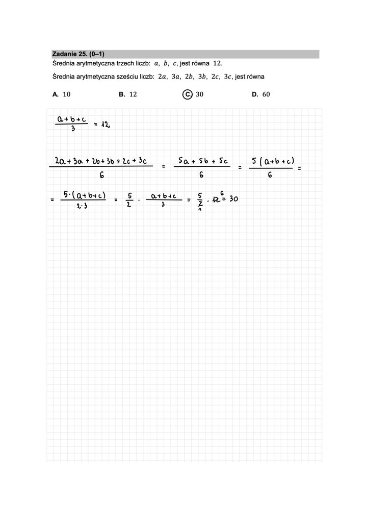 Fragment arkusza maturalnego  z matematyki podstawowej - problem wymagający obliczeń na podstawie podanych danych.