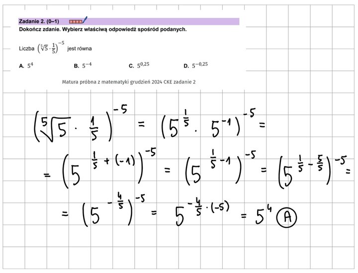 Potęgi i pierwiastki zadania maturalne