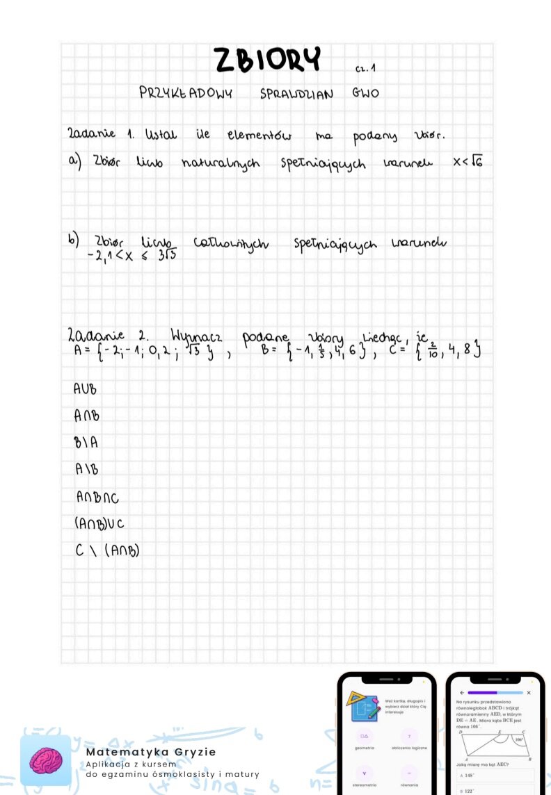 Zadania na sprawdzian GWO -zbiory