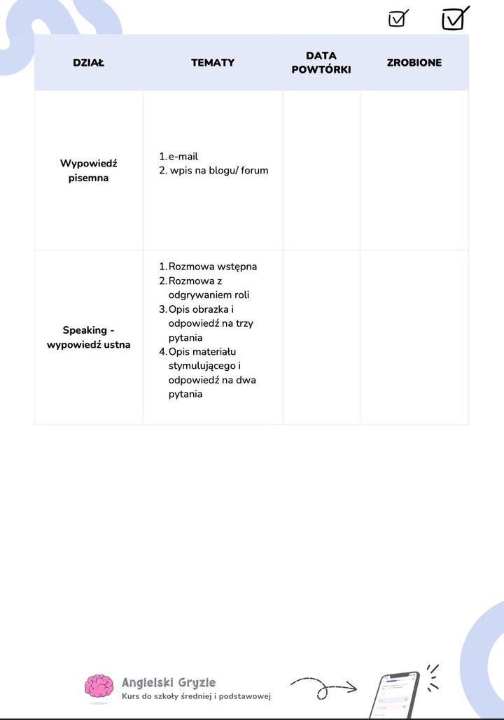 Planer nauki do matury z języka angielskiego
