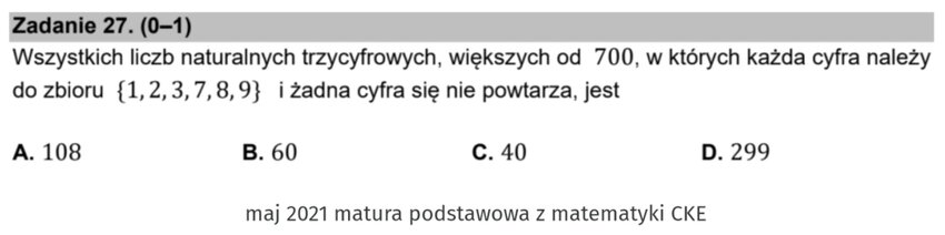 Kombinatoryka - zadania maturalne