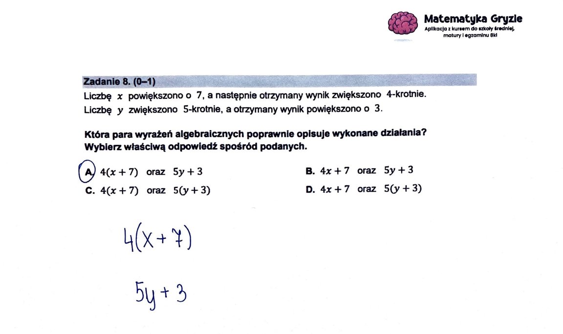 zadanie 8 Egzamin ósmoklasisty z matematyki 2023