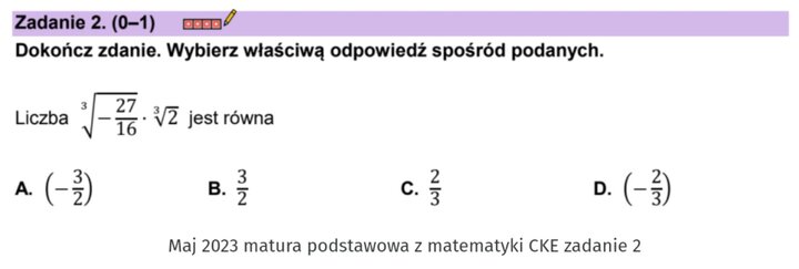Potęgi i pierwiastki zadania maturalne