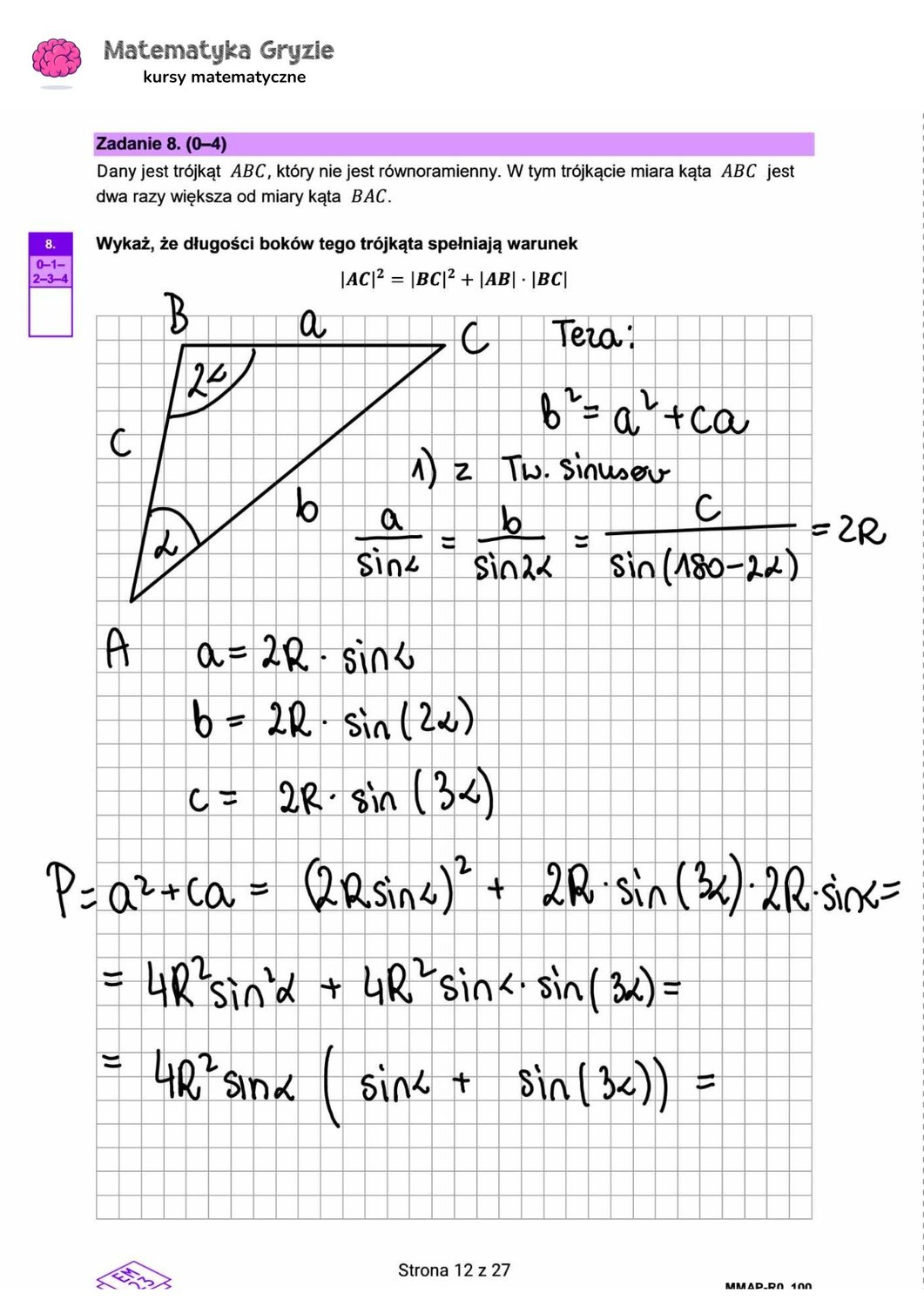 zadanie 8 matura rozszerzona CKE matematyka