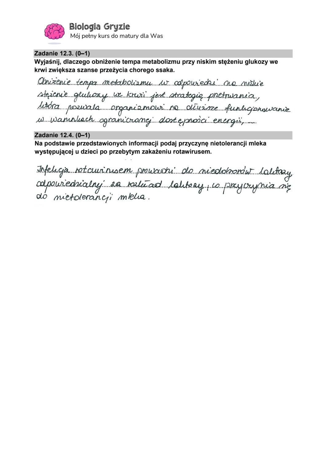 zadanie 12 matura CKE biologia formuła 2015